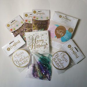 Party Supplies Birthday Party Set, Confetti, Balloons, Coasters, Blowers